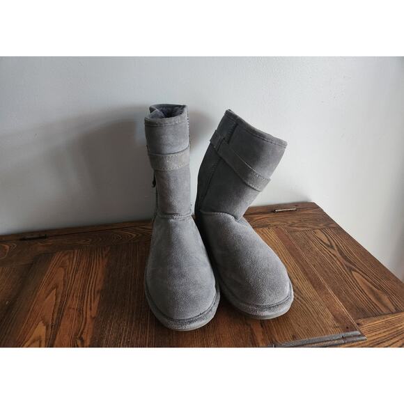 Bearpaw Val Short Gray Suede Women Fur lined Winter Boots sz 9 - Picture 4 of 6